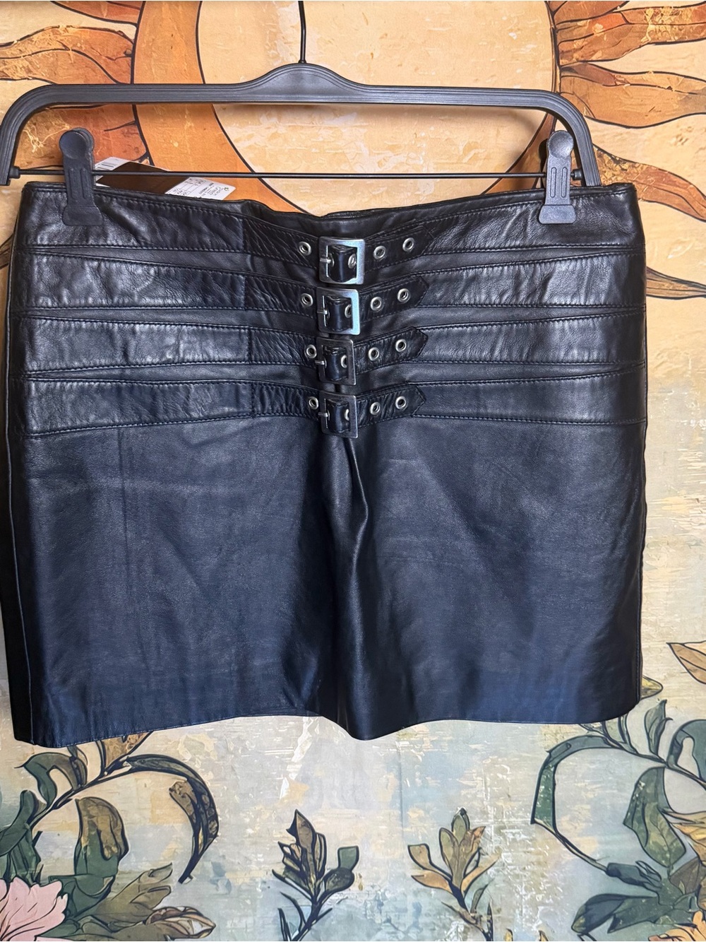 Mango NWT Black Leather Buckle Mini size M